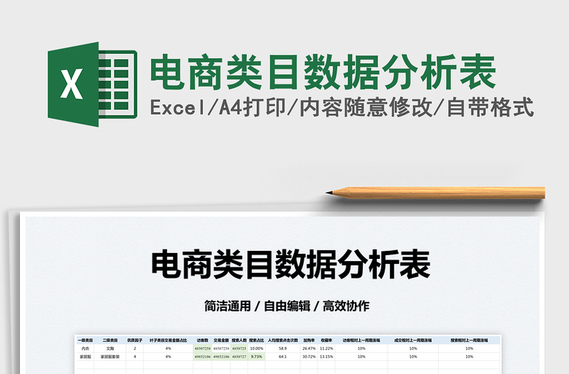 2022電商類目數(shù)據(jù)分析表免費下載