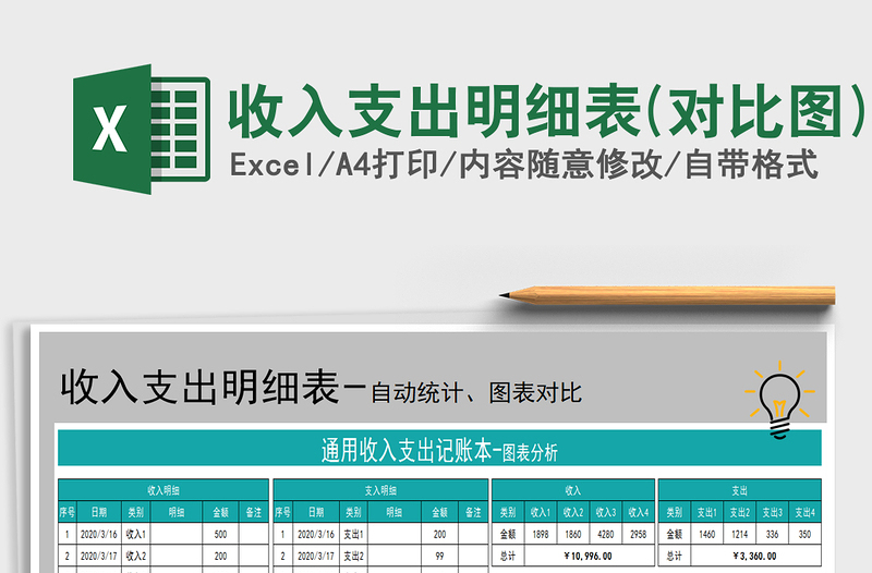 2021年收入支出明细表(对比图)