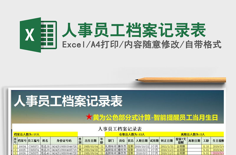 2021年人事員工檔案記錄表