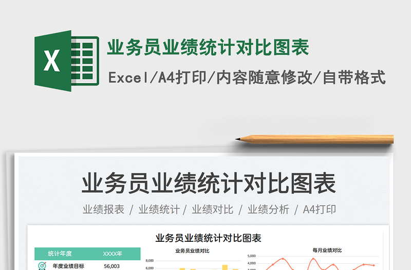 业务员业绩统计对比图表免费下载