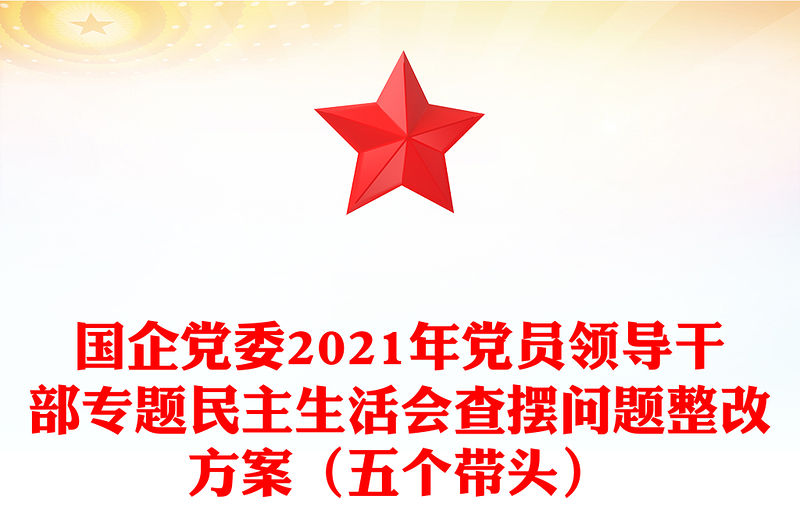 國企黨委2021年黨員領導干部專題民主生活會查擺問題整改方案（五個帶頭）
