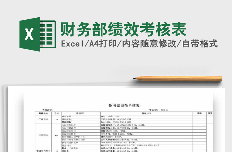 2021年財務部績效考核表