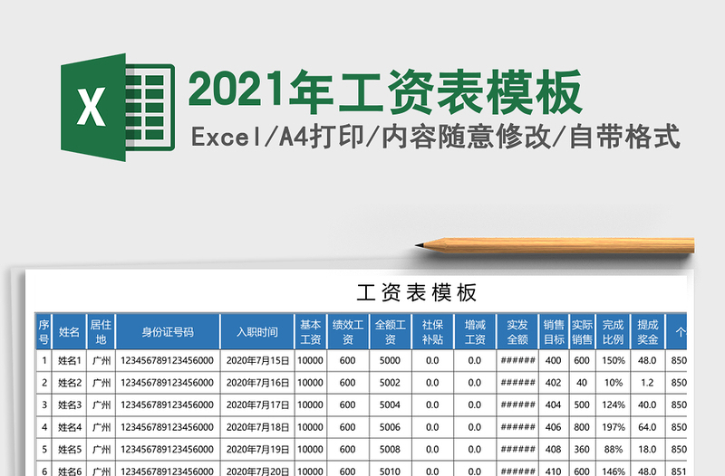 2021年工資表模板