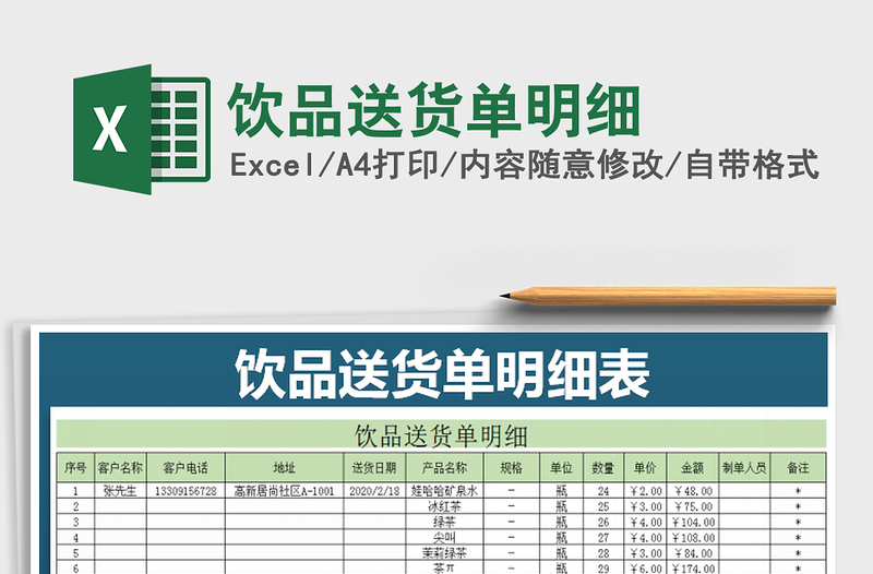 2021年饮品送货单明细