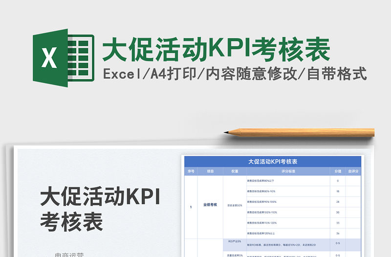 大促活動KPI考核表