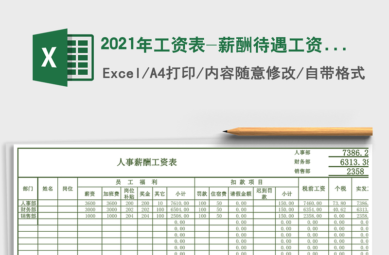 2021年工資表-薪酬待遇工資發(fā)放表