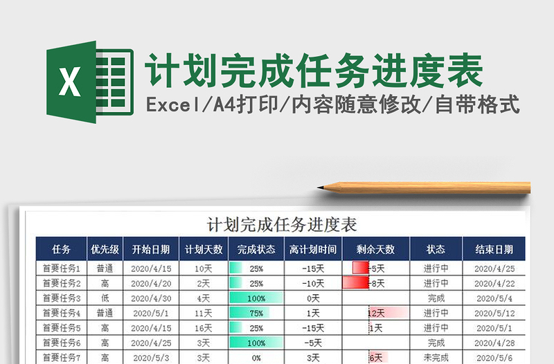 2021年计划完成任务进度表