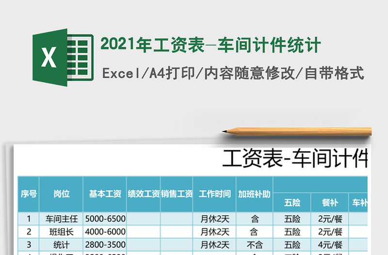 2021年工資表-車間計件統計