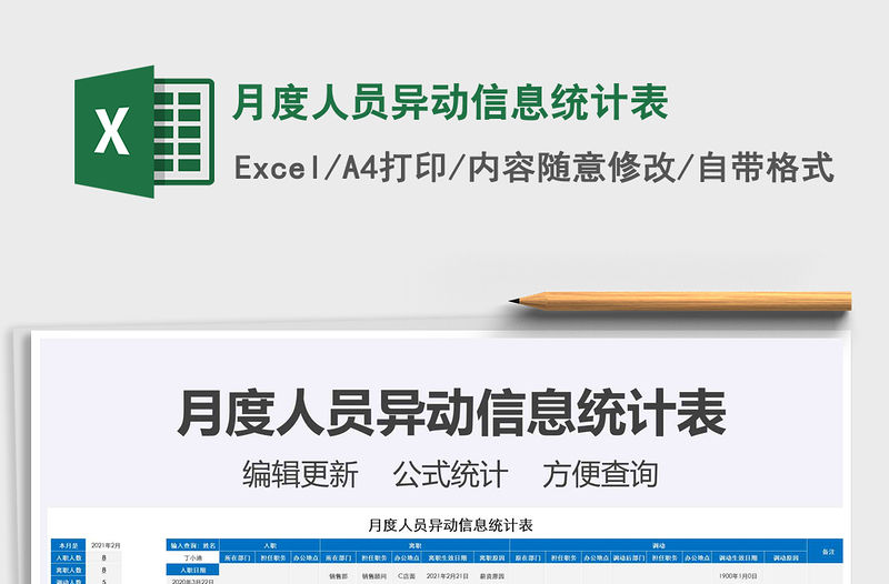 2021年月度人員異動信息統(tǒng)計表