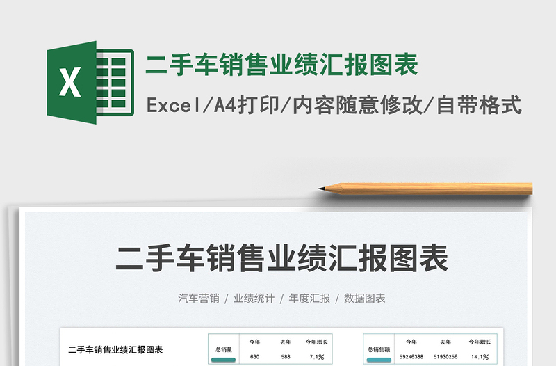 二手车销售业绩汇报图表免费下载