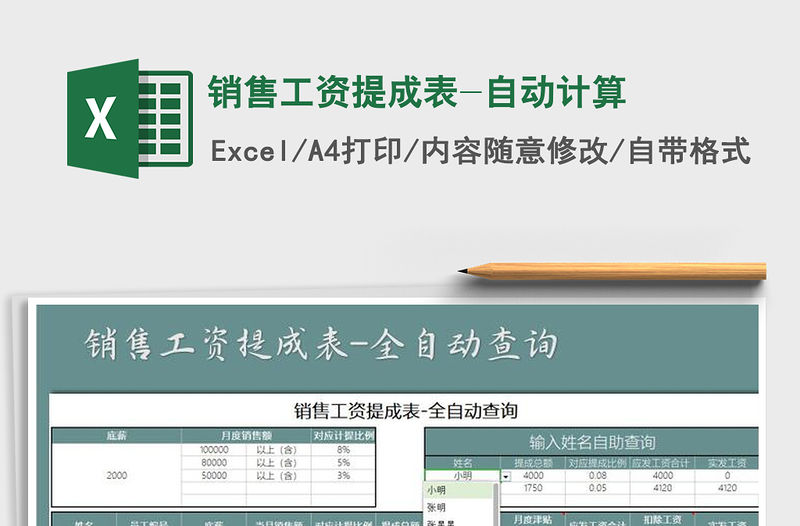 2021年銷售工資提成表-自動計算