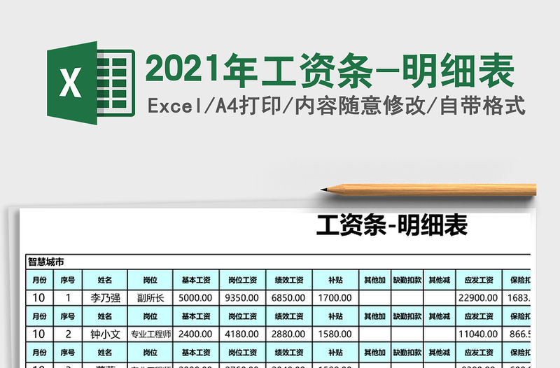 2021年工資條-明細表