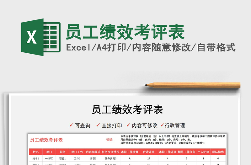 2022員工績效考評表免費下載