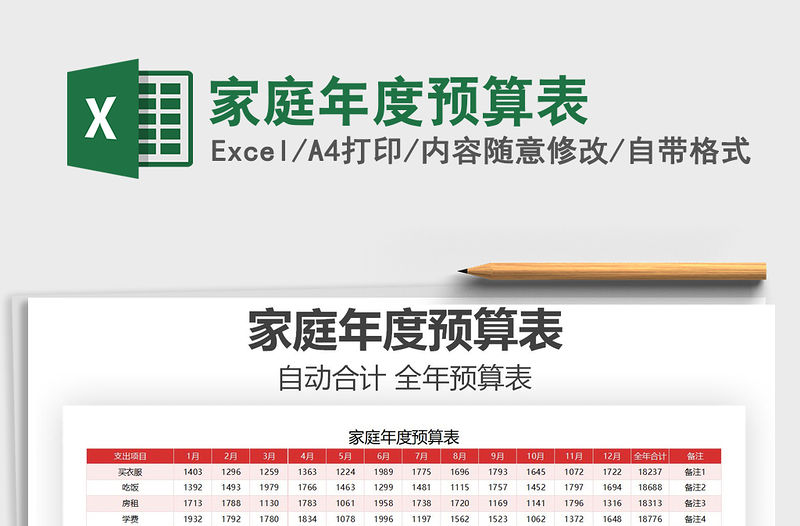 2021年家庭年度預算表