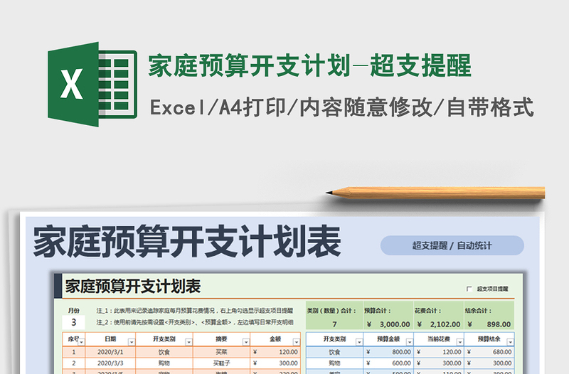 2021年家庭预算开支计划-超支提醒