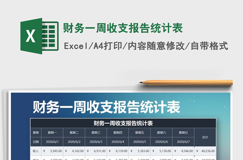 2021年财务一周收支报告统计表