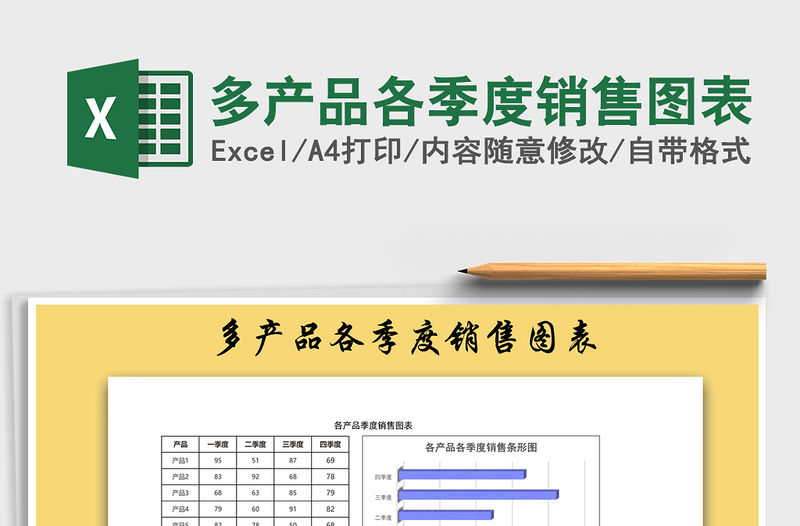 2021年多產品各季度銷售圖表