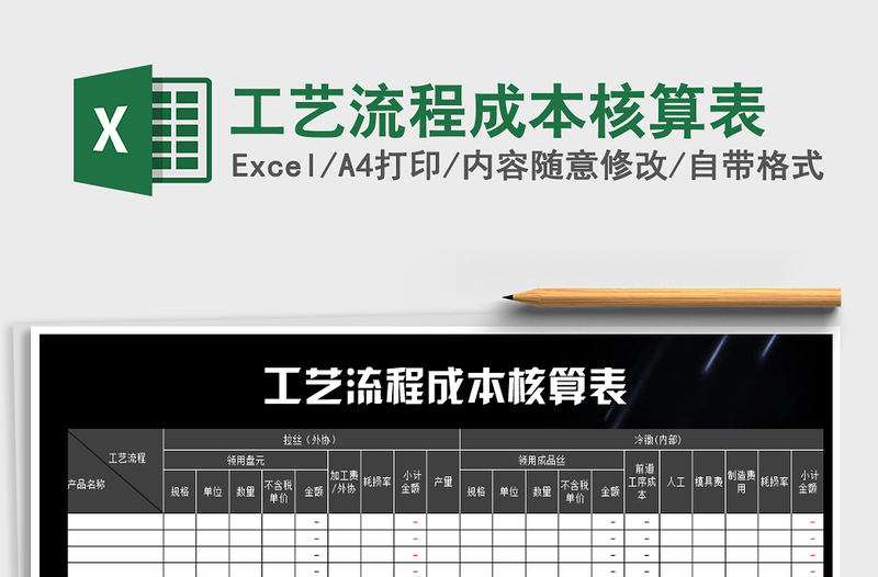 2022年工藝流程成本核算表免費(fèi)下載