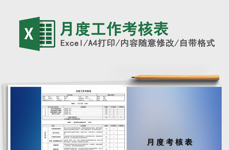 2022年月度工作考核表免費下載