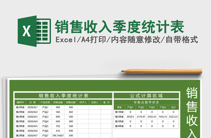 2021年销售收入季度统计表