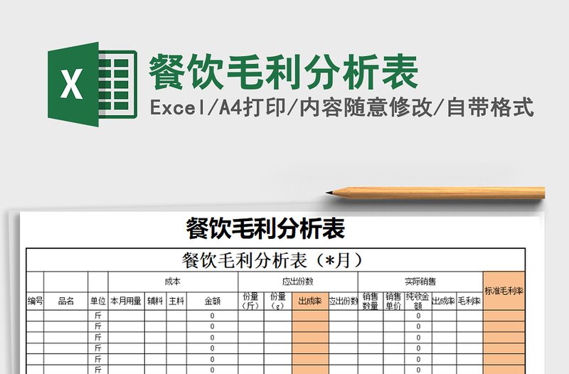 2021年餐飲毛利分析表