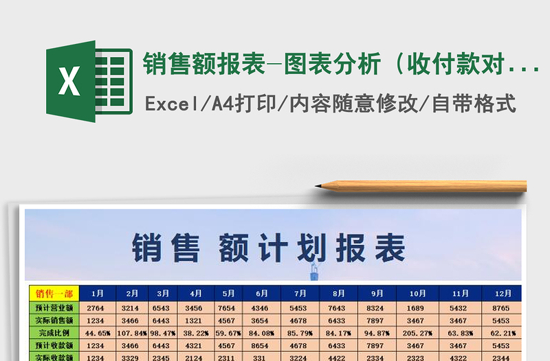 2021年銷售額報(bào)表-圖表分析(收付款對比)