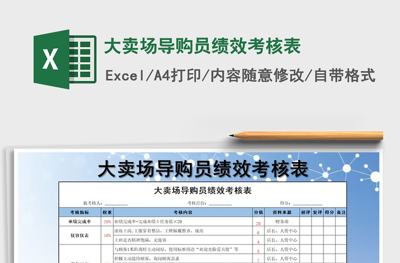 2021年大賣場導(dǎo)購員績效考核表