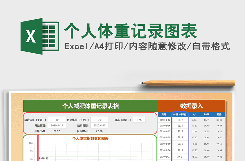 2021年个人体重记录图表