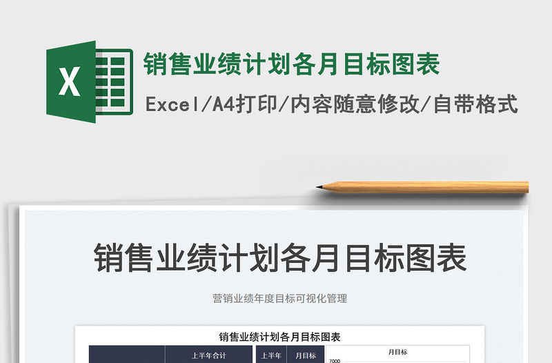 2022銷售業績計劃各月目標圖表免費下載