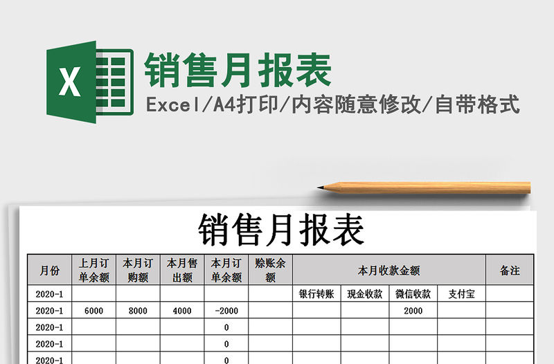 2021年銷售月報(bào)表