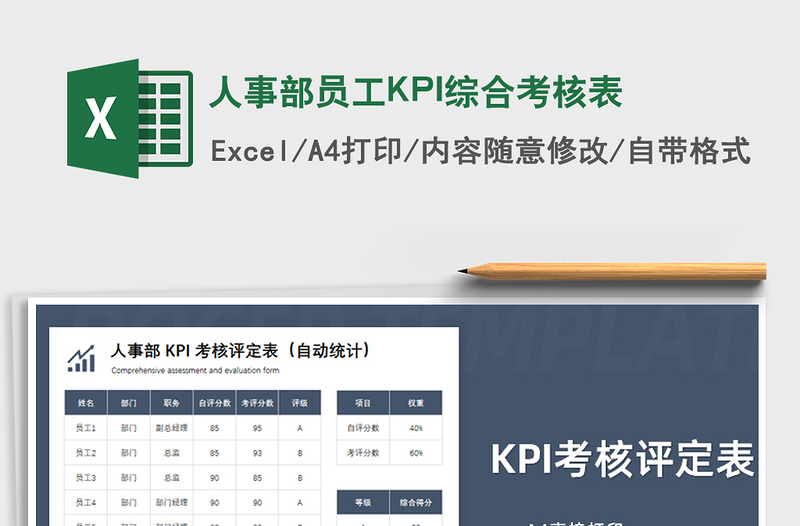 2022人事部員工KPI綜合考核表免費下載