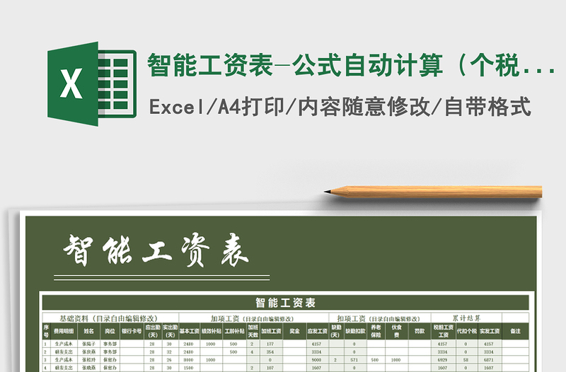 2022年智能工資表-公式自動計算(個稅計算)免費(fèi)下載