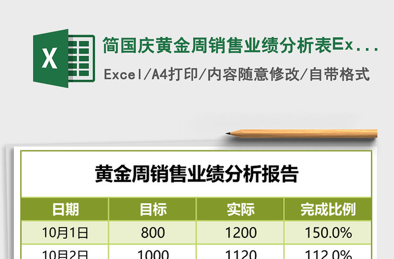 簡國慶黃金周銷售業績分析表Excel模板