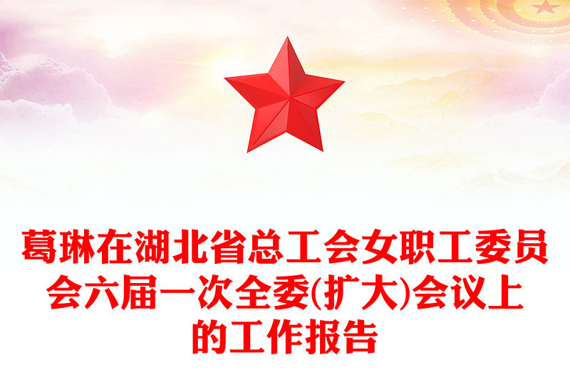 葛琳在湖北省總工會女職工委員會六屆一次全委(擴大)會議上的工作報告