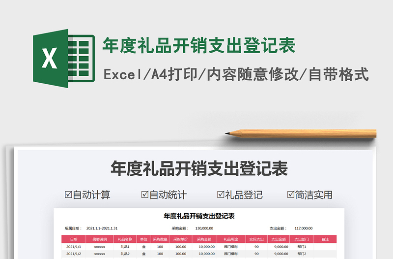 2021年年度礼品开销支出登记表