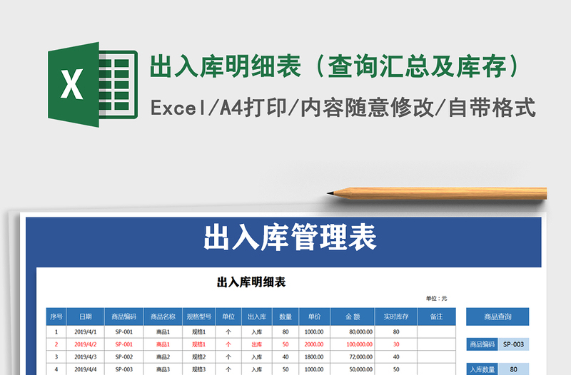 2021年出入庫(kù)明細(xì)表(查詢匯總及庫(kù)存)