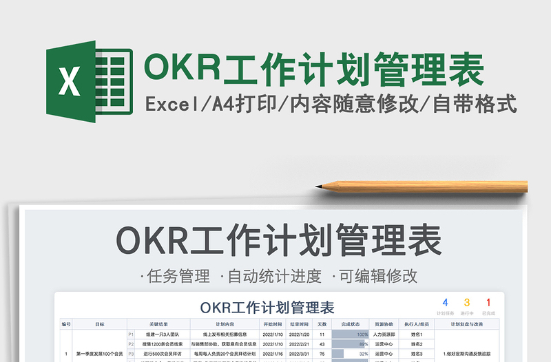 2022OKR工作計(jì)劃管理表免費(fèi)下載