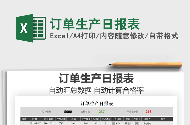 2021年訂單生產(chǎn)日報表