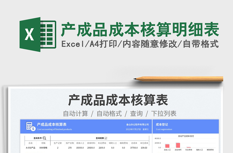 2023產(chǎn)成品成本核算明細表免費下載