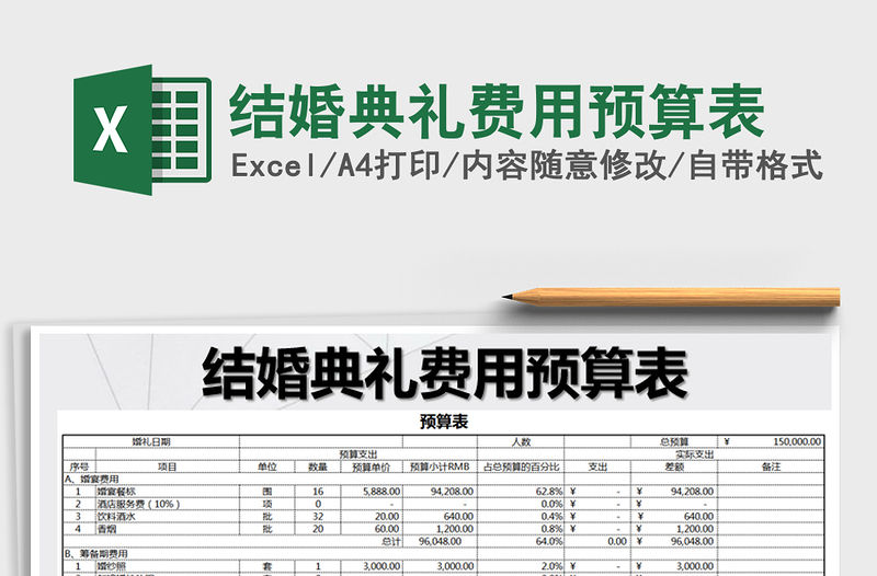 2021年結婚典禮費用預算表免費下載