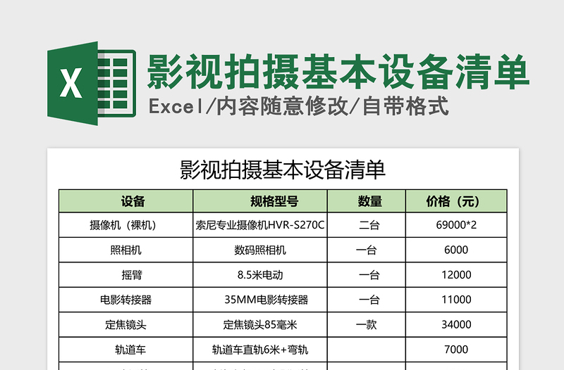 2021年影視拍攝基本設(shè)備清單