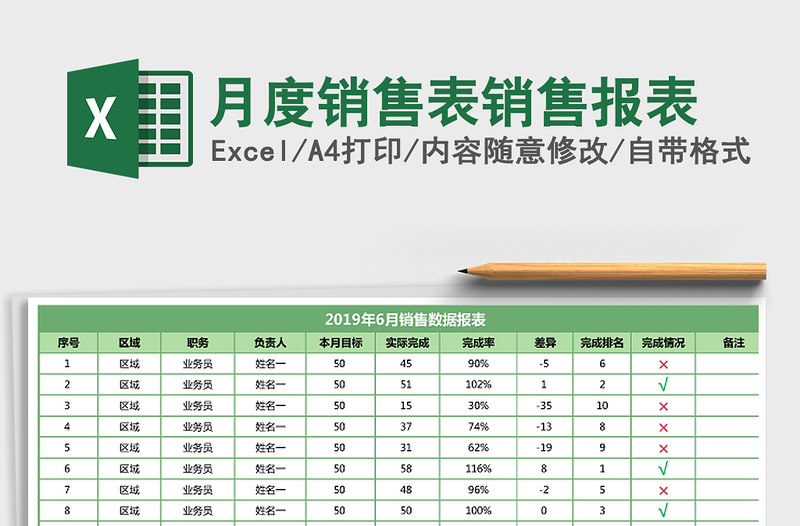 2021年月度销售表销售报表