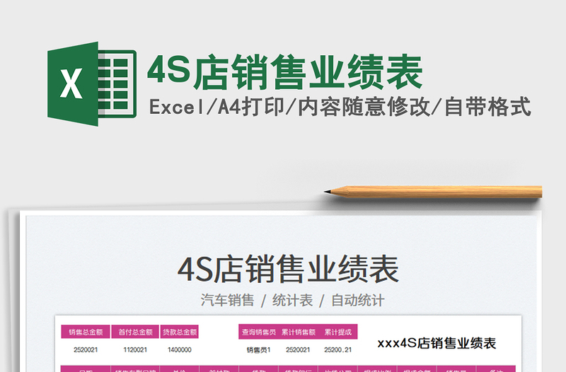 4S店銷(xiāo)售業(yè)績(jī)表