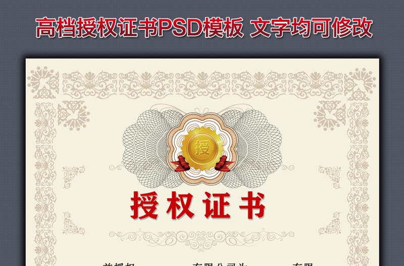 2021年高檔授權(quán)證書模板