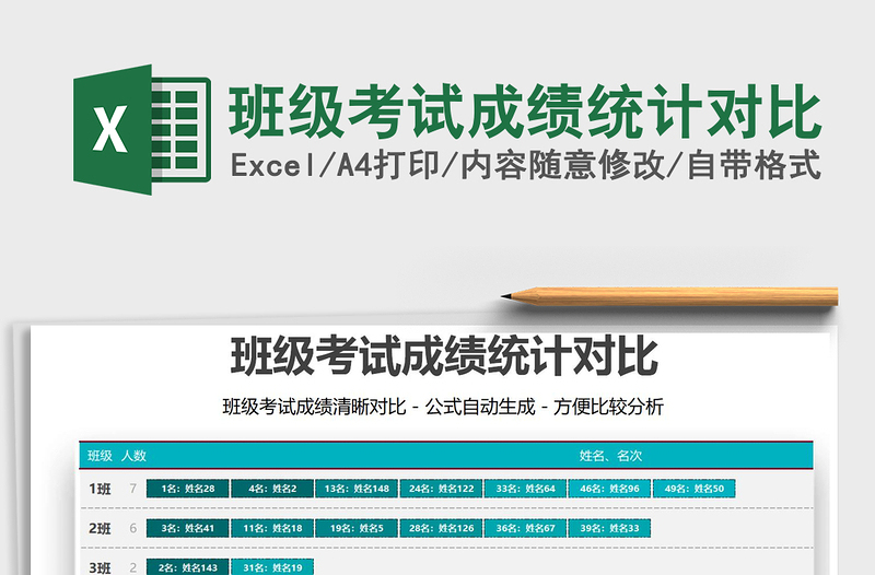 2021班級考試成績統(tǒng)計對比免費下載