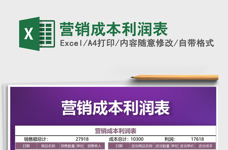 2021年营销成本利润表