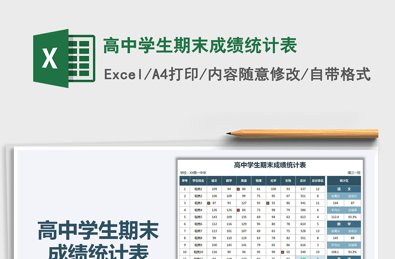 2021年高中學(xué)生期末成績統(tǒng)計表