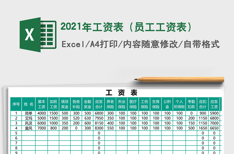2021年工資表(員工工資表)
