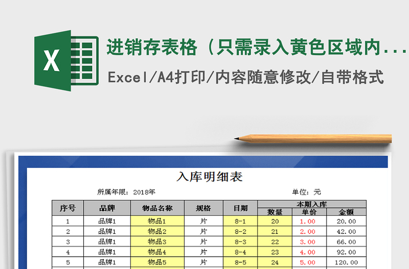 2022年进销存表格（只需录入黄色区域内容）免费下载