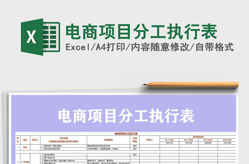 2021年电商项目分工执行表